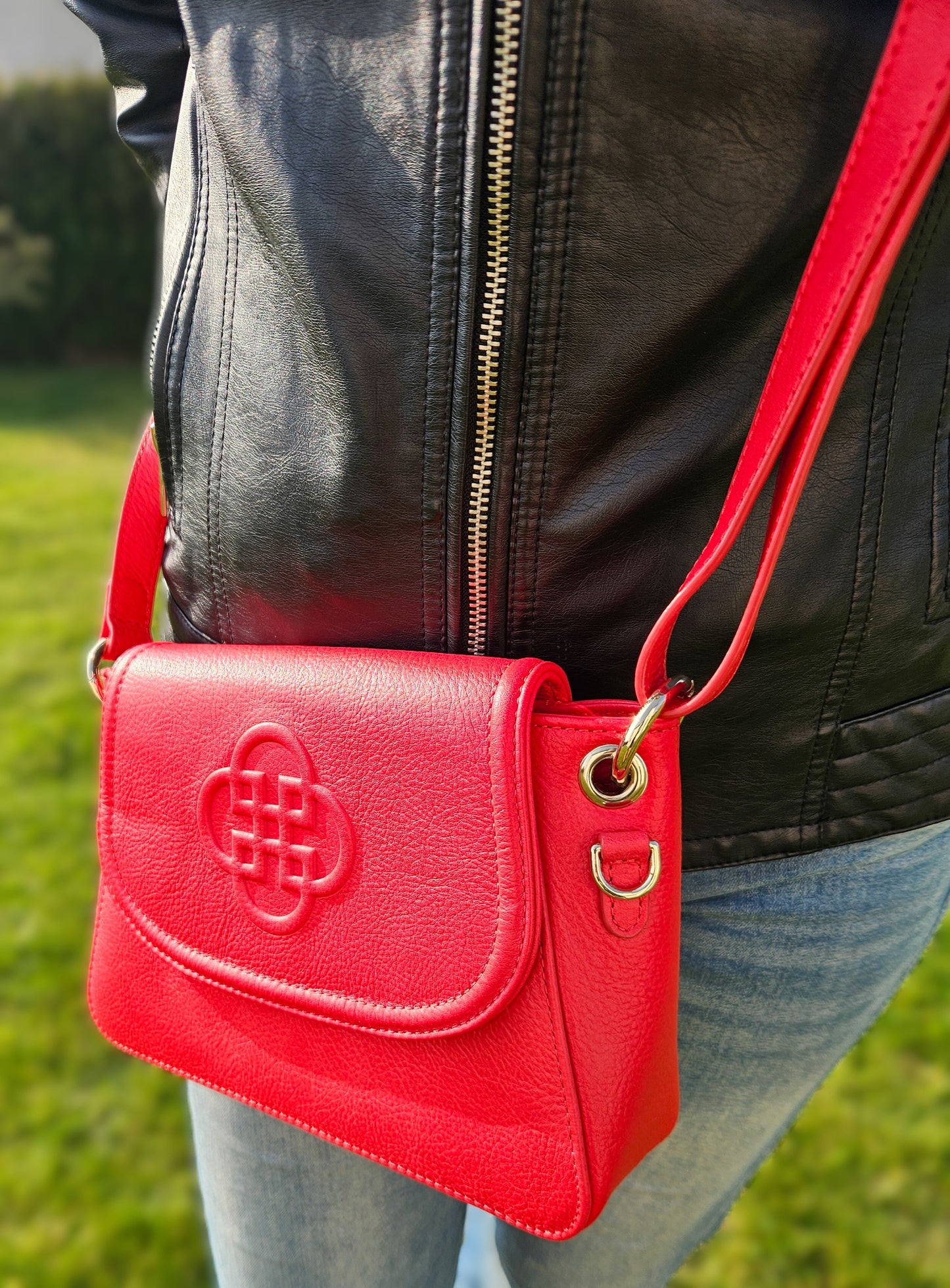 SADDLER EMMA Real Leather Designer Handbag with Ring Detail